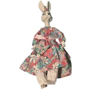 Vintage Rabbit Doll Bisque Ceramic Head Soft female Body with ears 11 “.